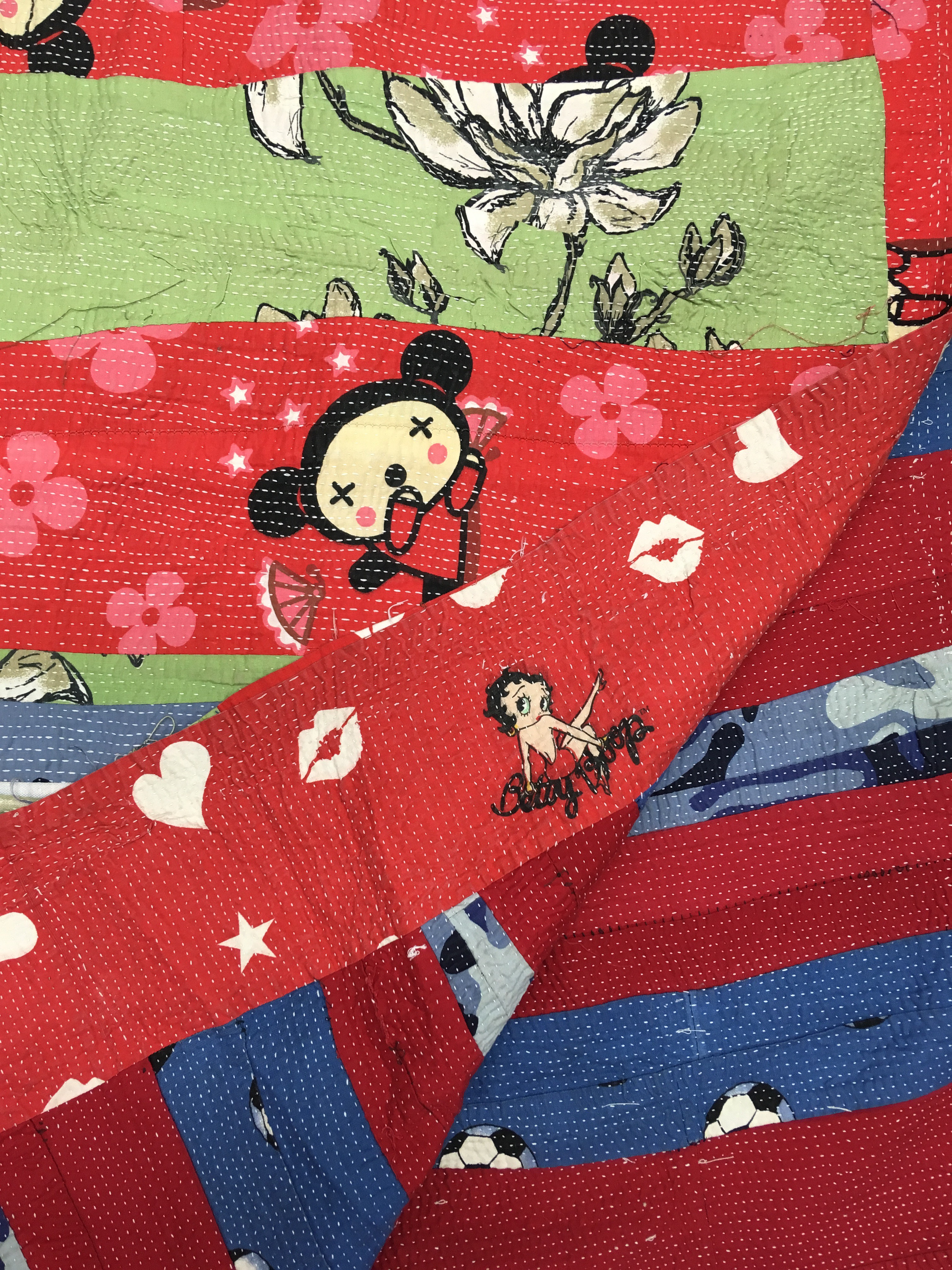 Red Blue Green Football/Pucca cartoon Patchwork