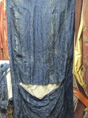 Blue Antique Shredded Silk Damask