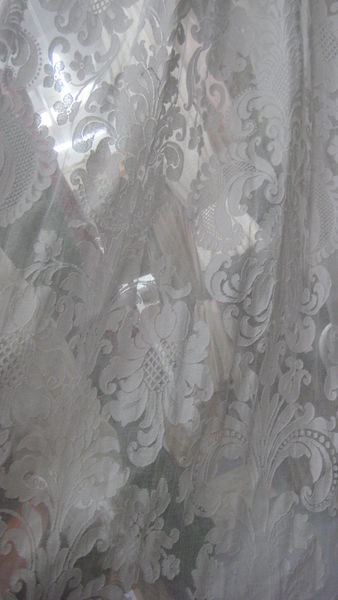 White Damask Madras Lace