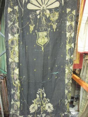 Black With Yellow And Gold Worn Embroidery