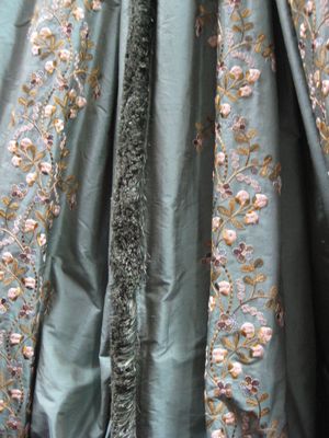 Aqua Floral Embroidered Silk
