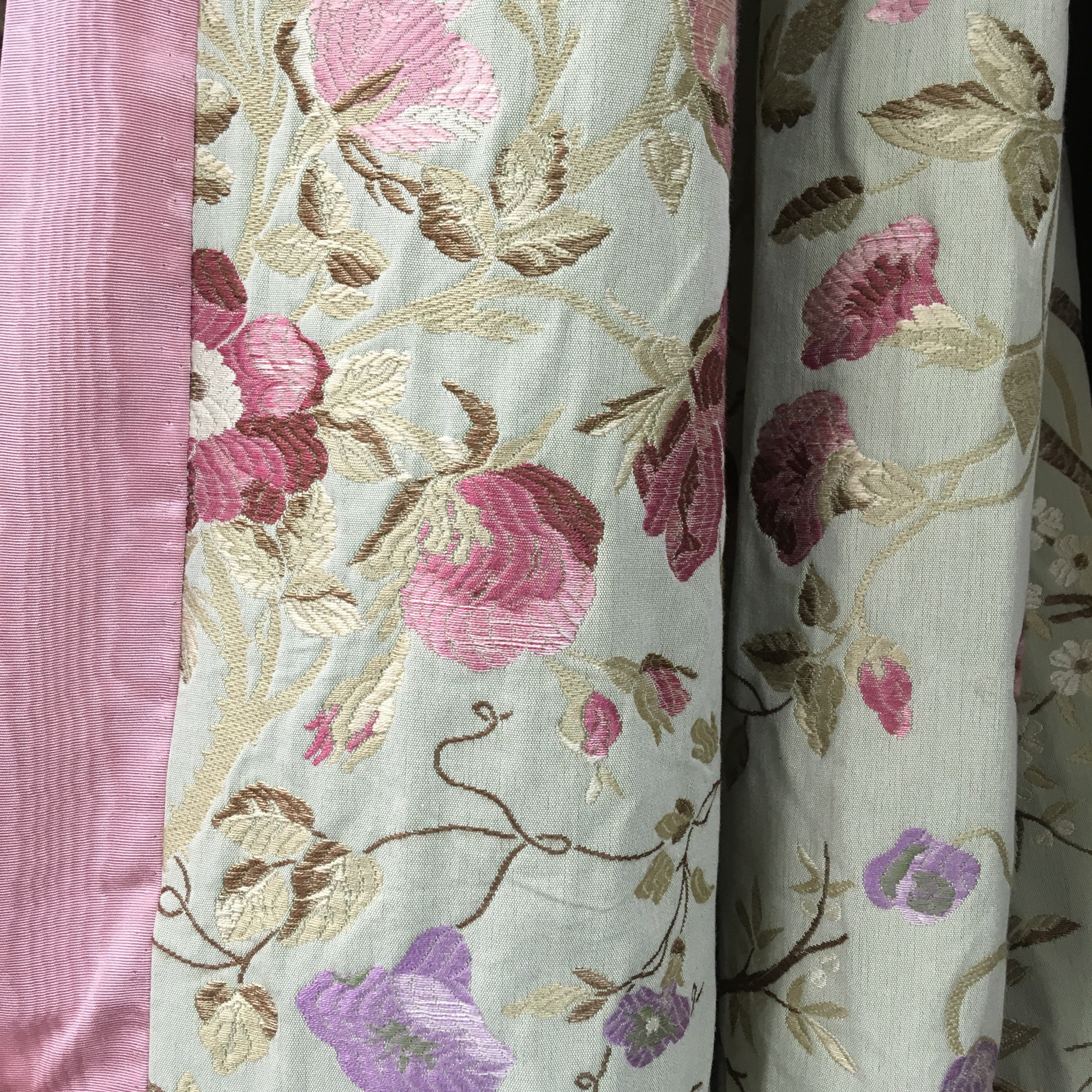 Green/Pink Floral Brocade